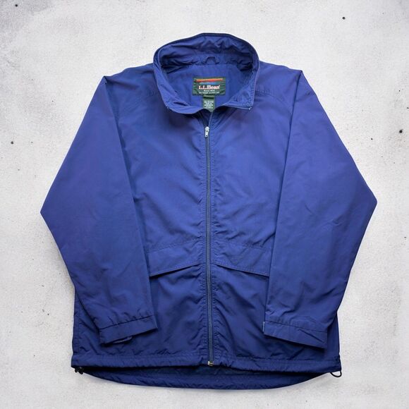L.L. Bean Men’s Large Blue Nylon Windbreaker Jacket Full Zip Hooded Outdoor - Picture 1 of 13